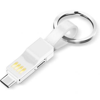 Mini câble chargeur 3 en 1 pour iPhone/iPod, micro USB et Type-C avec synchronisation de données