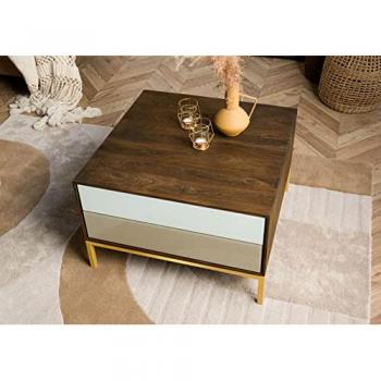 Table basse 67x67x43 Bois de manguier marron huilé Chicago N°113