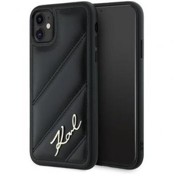 KL Diagonal Quilted Script Hülle für iPhone 11