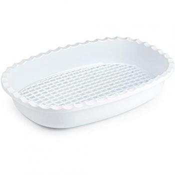 Recipiente para descongelar Acan Tradineur, bandeja redondeada, plástico blanco, rejilla, 32 x 21,5 x 6 cm