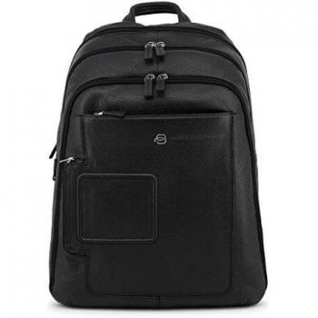 Piquadro Black Leather Backpack for Male, One Size