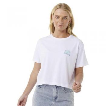 Sunrise Crop Maglietta Rip Curl Bianco con Dettaglio Verde Acqua
