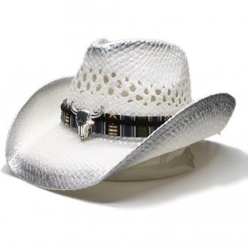 Sombrero Western 58cm Rafia y Cuero