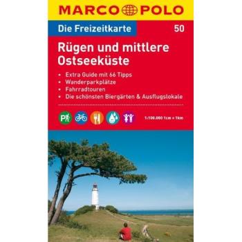 MARCO POLO Freizeitkarte Rügen und mittlere Ostseeküste 1:100.000: Extra Guide mit 66 Tipps / Wanderparkplätze / Fahrradtouren / Die schönsten Biergärten & Ausflugslokale