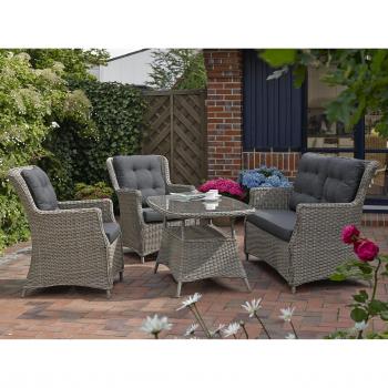Destiny CASA Garten‑Set – 13‑teilige Sitzmöbelgruppe in Dunkelgrau, Aluminium und Polyrattan