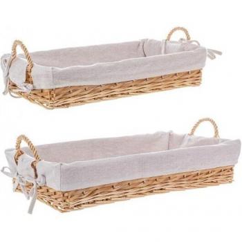 Set di 4 Vassoi Rettangolari Beige Iperbriko 55x32x10 cm