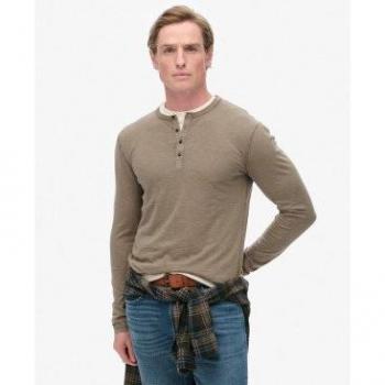 Jersey marocain Superdry – col haut, brun, manches longues, L