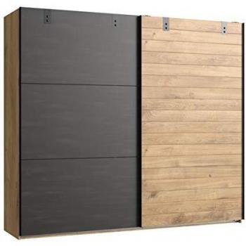 Armoire design à deux portes coulissantes en imitation de chêne poutre rechampis acier brut