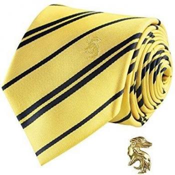 Goldschwarze Harry‑Potter‑Krawatte mit Ansteckpin – Geschenkbox‑Verpackung