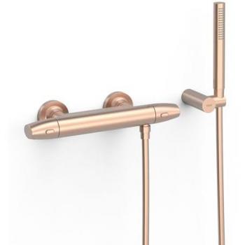 TRES 19016439OPM Grifo Termostático Ducha Mural Oro Rosa Mate