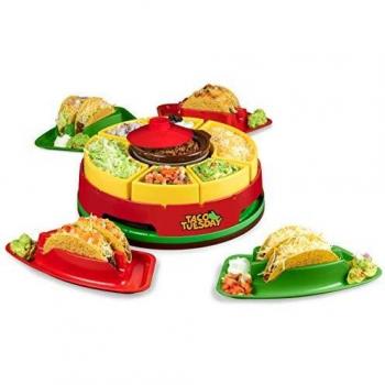 Nostalgia Taco Tuesday Heated Lazy Susan Topping Bar with 20-Oz. Warming Pot