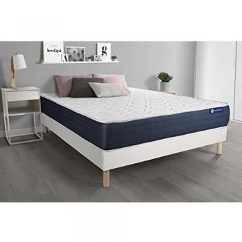 Actisom Matelas Mémoire de Forme 180x200 5zones de Confort + sommier KIT Blanc