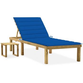 Espreguiçadeira de Jardim com Mesa, Almofadão e Pinho Impregnado