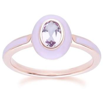 Rose Gold Plated Violet Enamel with Pink Amethyst – Siberian Waltz Ring