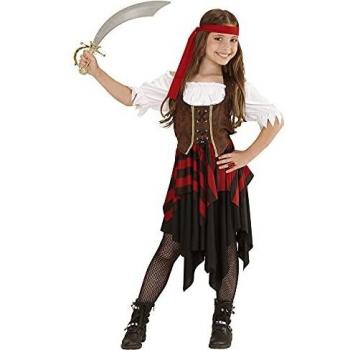 Piratin Kostüm für Mädchen, Kleid mit Korsett und Kopfschmuck, Fasching