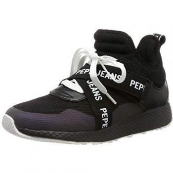 Pepe Jeans London Damen KOKO IRIS Hohe Sneaker, Schwarz (Black 999), 39 EU