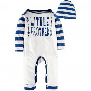 Elephant-Themed Long Sleeve Romper + Hat for Baby Boy