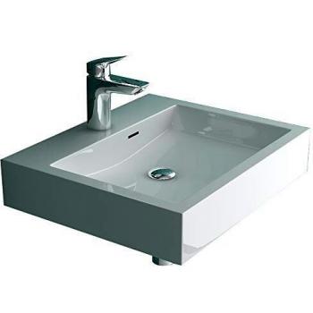 Mineralguss-Eckaufset & Hänge Waschbecken Alpenberger – 50 × 42 × 10 cm, Überlauf integriert