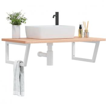 Basin Shelf Beech Wood and Steel Wall Mounted vidaXL