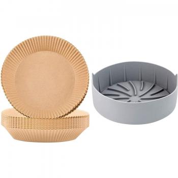 51 Pcs Air Fryer Silicone Pot with Disposable Non-Stick Liners