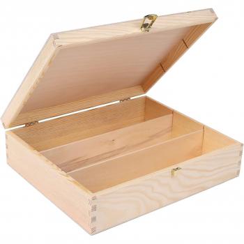Boîte à vin en bois pour 3 bouteilles avec couvercle