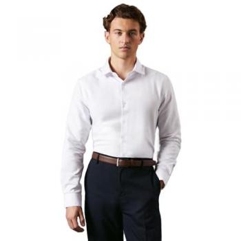 Slim Fit Long Sleeve Herringbone Shirt
