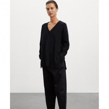 Ecoalf GAKNBERGA0626WW23-319: Jersey negro, manga larga, sostenible – Mujer XS