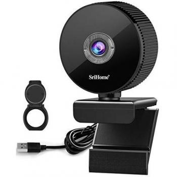 Caméra Streaming 1080P SriHome – Microphone Double, Clip Pivotant, Protection
