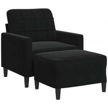 VidaXL Hocker und Sessel Set Schwarz 60 cm Samt