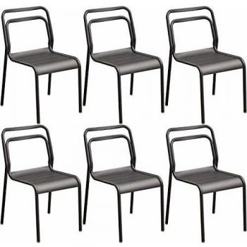 Chaise EOS empilable Gris Anthracite (Lot de 6)