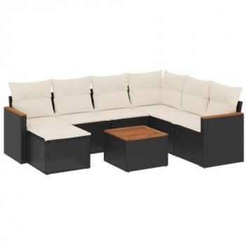 Set Divani Giardino 8 pz Nero Polyrattan con Cuscini