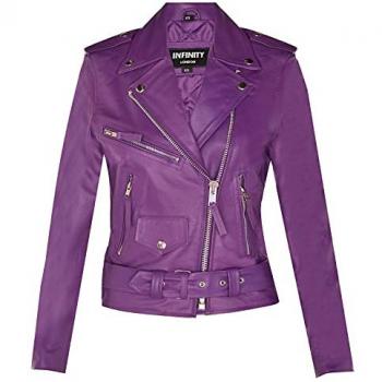 Lila Brando-Lederjacke für Frauen