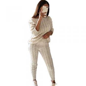 Langarm‑Stricklook Shujin: Modischer Damenanzug mit Schulterfreier Silhouette