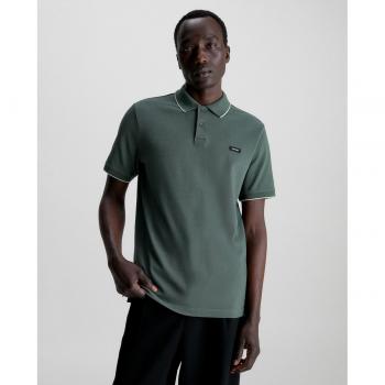 Calvin Klein Polo A Maniche Corte Stretch Pique Tipping Verde M