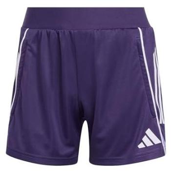 Cortos de competición Tiro 25 con diseño violeta y blanco para mujer
