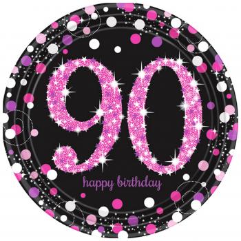 90th Birthday Prismatic Plate, 23 cm – Amscan International #9901762