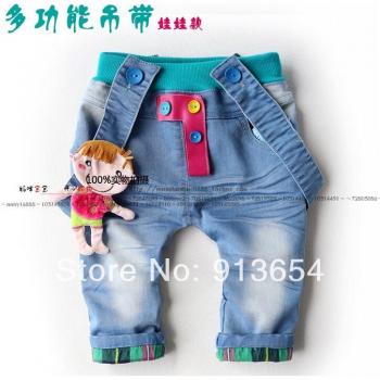 Pantalones de Bebé con Babero en Denim