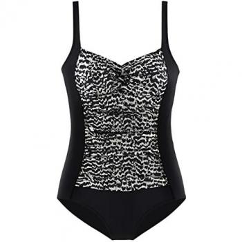LASCANA Clara Badeanzug Damen Schwarz-Creme 48D mit Shaping-Effekt