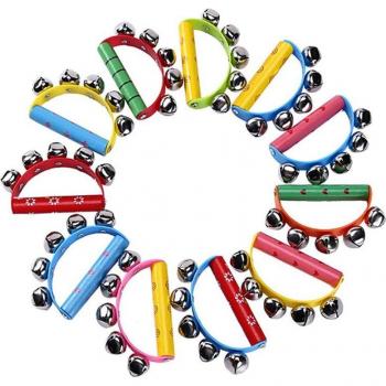 10Pcs Kids Musical Jingle Bells with Wooden Handle