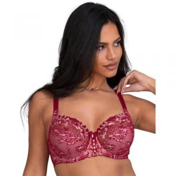 Red Sofia Lace‑Embroidered Support Bra – 38J