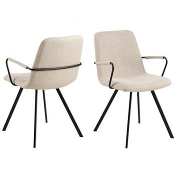 Lot double de chaises de salle à manger 55,5 × 50,5 × 85 cm tissu taupe clair