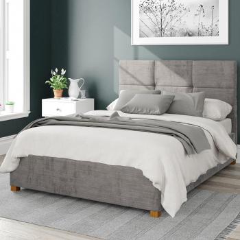 Caine Storage Ottoman Bed Firenze Velour Silver Superking