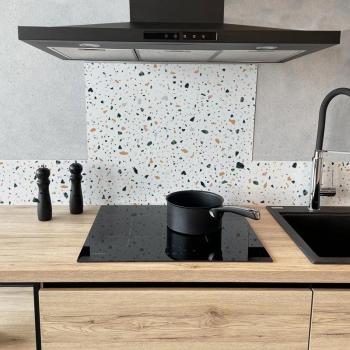 Crédence cuisine Bandeau Aluminium Terrazzo lot de 2 L100xH20cm Ep.3mm