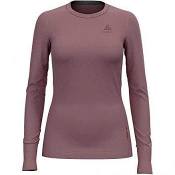 Odlo Damen BL Top Warmcrew Neck L/S Unterhemd – Naturmerino 100 % – Woodrose – XS