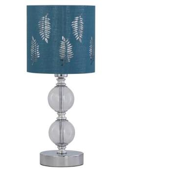 Two‑Ball Chrome Teal Fern Table Lamp – Silver Edition