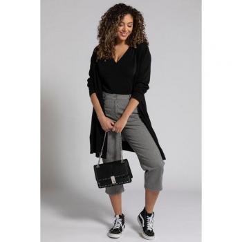 Pantaloni 3/4 Mony Donna Nero Taglia 56 Cotone righe elasticizzati