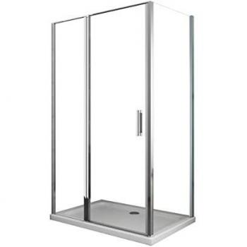 Box doccia angolare parete fissa e porta battente e fisso in linea vetro 6 mm reversibile 64-67 anta fissa + porta 137-140 (60+80)
