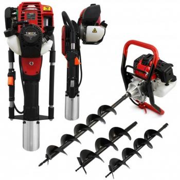 Enfonceur de poteaux 38 cc 5500 t/min + tarière thermique 52 cc (Ø 102‑200)