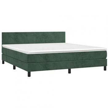 Letto a Molle Verde Scuro con Materasso e Luci LED 180x200 cm