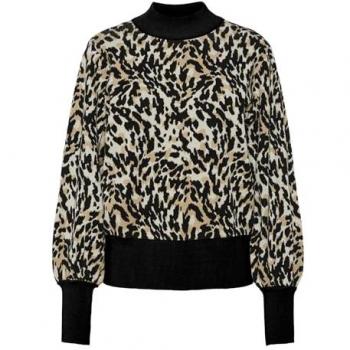 Pull Léopard à Col Haut YAS Femme L